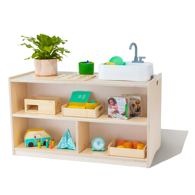 Montessori shelf with toys